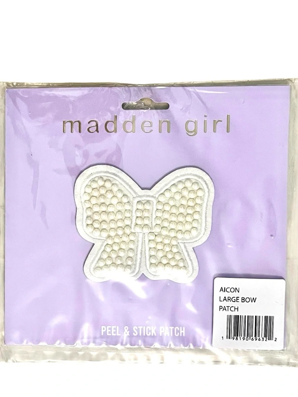Madden Girl Large Bow Peel & Stick Patch | White Pearl Coquette Bow